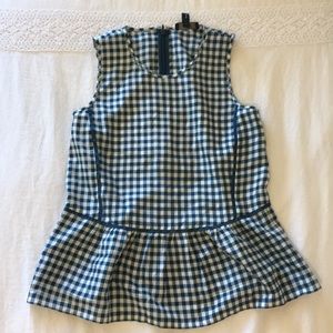 J Crew Gingham Peplum Top